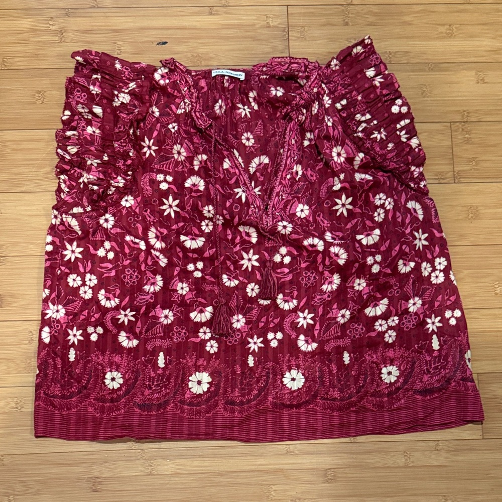 Ulla Johnson Burgundy and White Floral Blouse